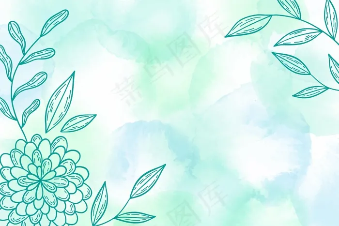 水彩背景与手绘元素eps,ai矢量模版下载