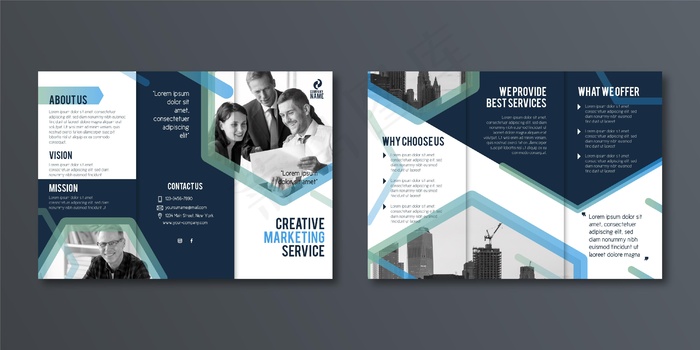 摘要三折页小册子模板