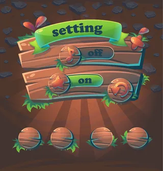 木制风格游戏用户界面窗口设置