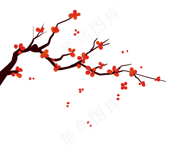 农历新年传统冬季冬天梅花红色树(2500X2500(DPI:300))psd模版下载
