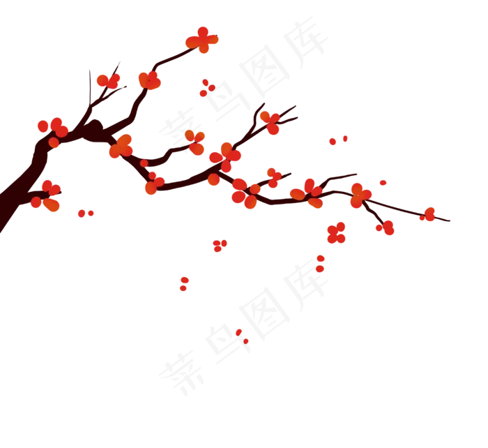 农历新年传统冬季冬天梅花红色树(2500X2500(DPI:300))psd模版下载