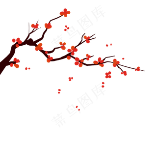 农历新年传统冬季冬天梅花红色树
