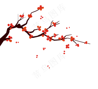 农历新年传统冬季冬天梅花红色树