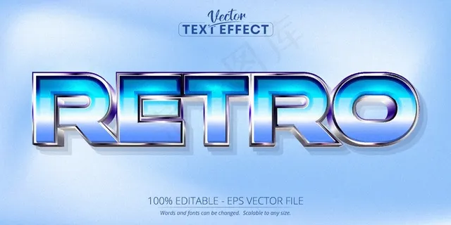 复古文字，80 年代纹理渐变色风格可编辑文字效果