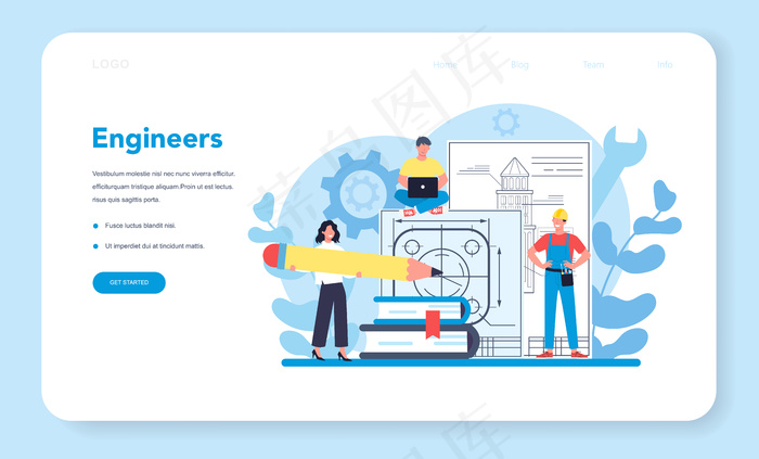工程师网页横幅banner或登录页面eps,ai矢量模版下载