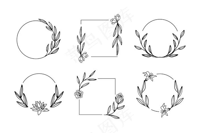 手绘花框eps,ai矢量模版下载