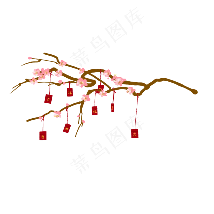 2019新年红包许愿树枝装饰(2000X2000(DPI:300))psd模版下载