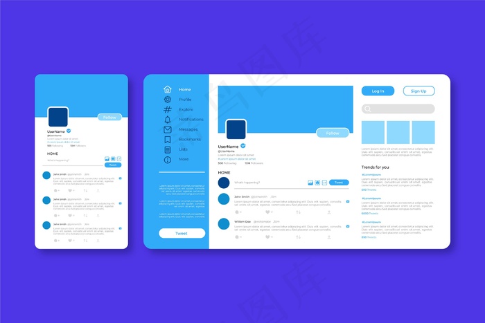 Twitter界面eps,ai矢量模版下载