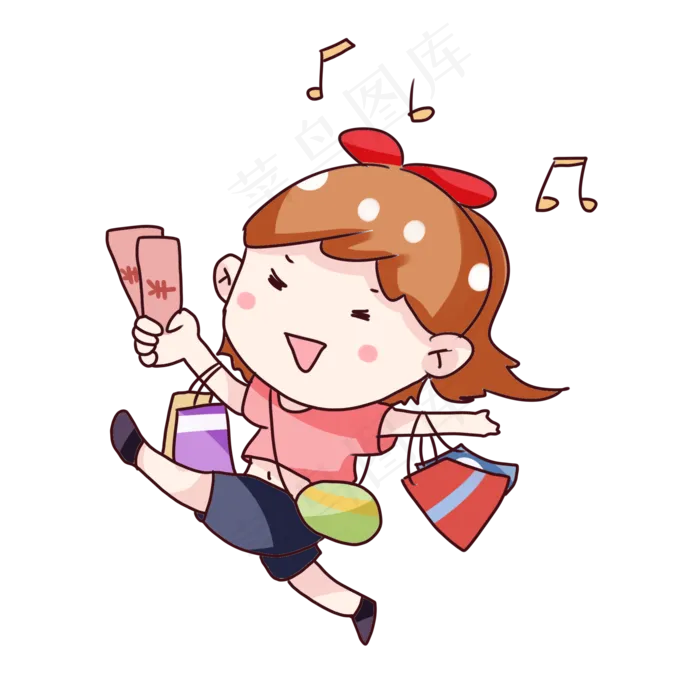 手绘卡通双十一购物女孩(2000X2000(DPI:300))psd模版下载