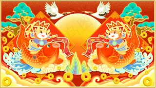 2021年牛年大吉鲤鱼金牛贺岁