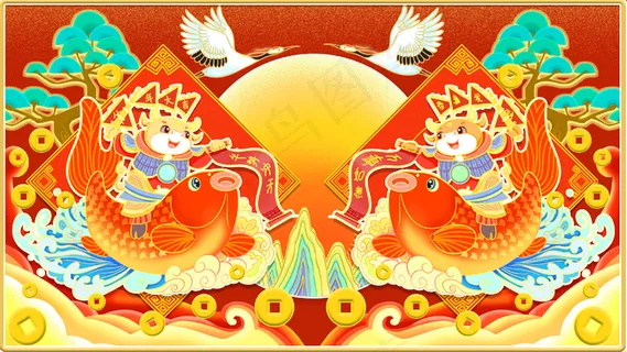 2021年牛年大吉鲤鱼金牛贺岁 2021年牛年大吉鲤鱼金牛贺岁