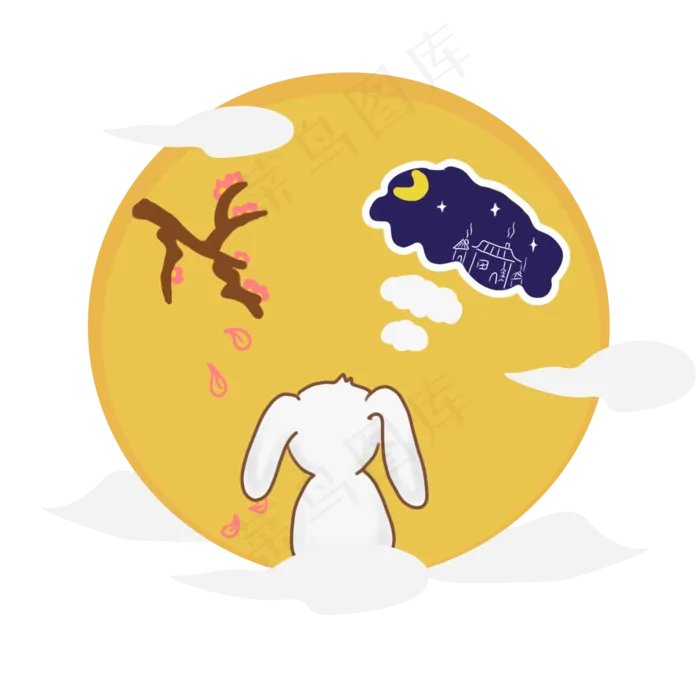 中秋节月兔望月思乡(2000X2000(DPI:300))psd模版下载