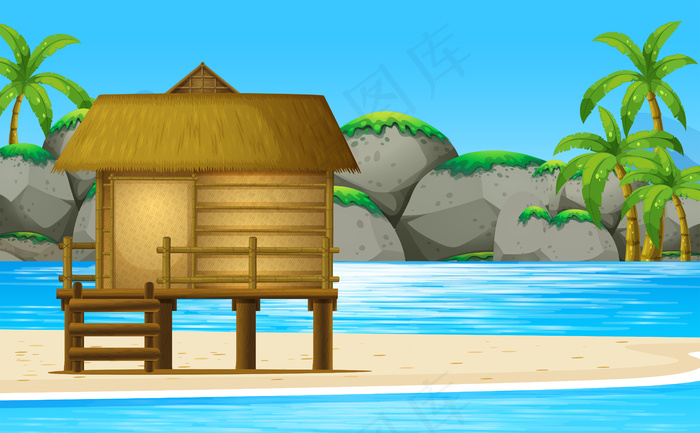 海滩上的木屋