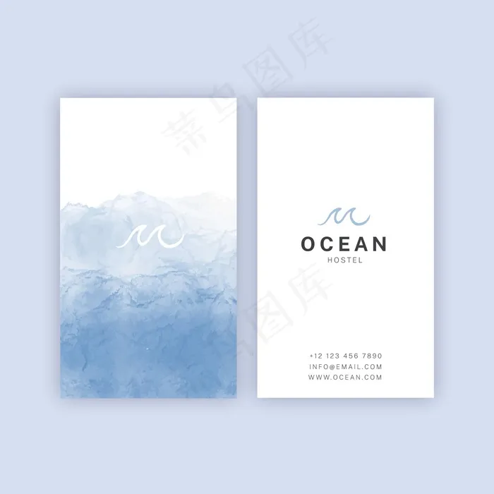 水彩画浸制名片eps,ai矢量模版下载