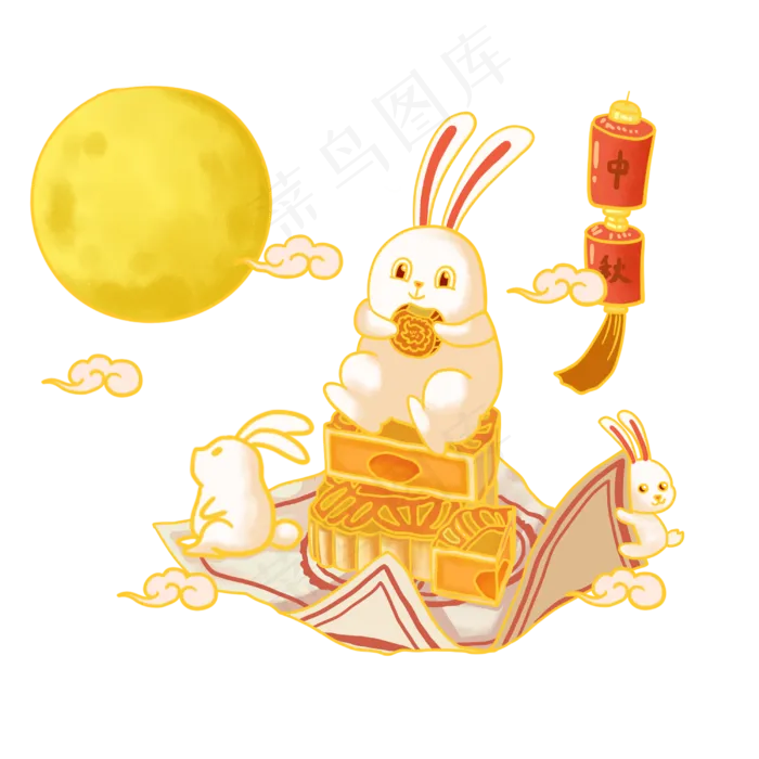 中秋节月饼玉兔(3000X3000(DPI:300))psd模版下载