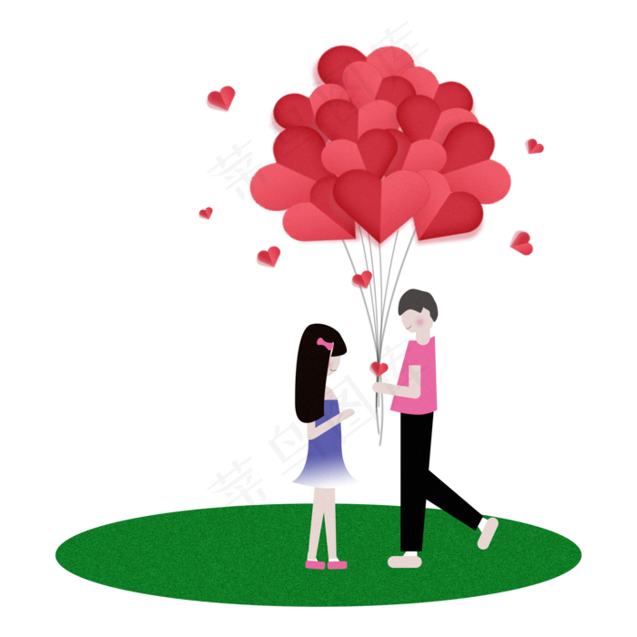 七夕爱情粉色红气球礼物