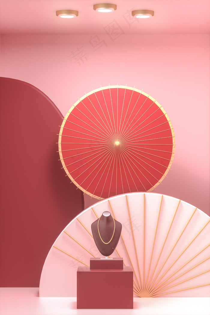 C4D立体简约三维珠宝展示电商广告背景
