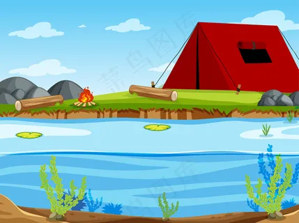 公园里的帐篷背景场景