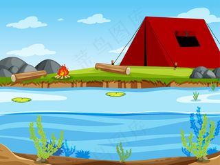 公园里的帐篷背景场景