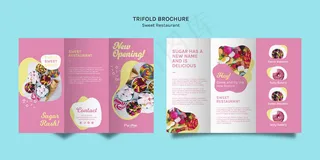 糖果店的粉红色三折页小册子