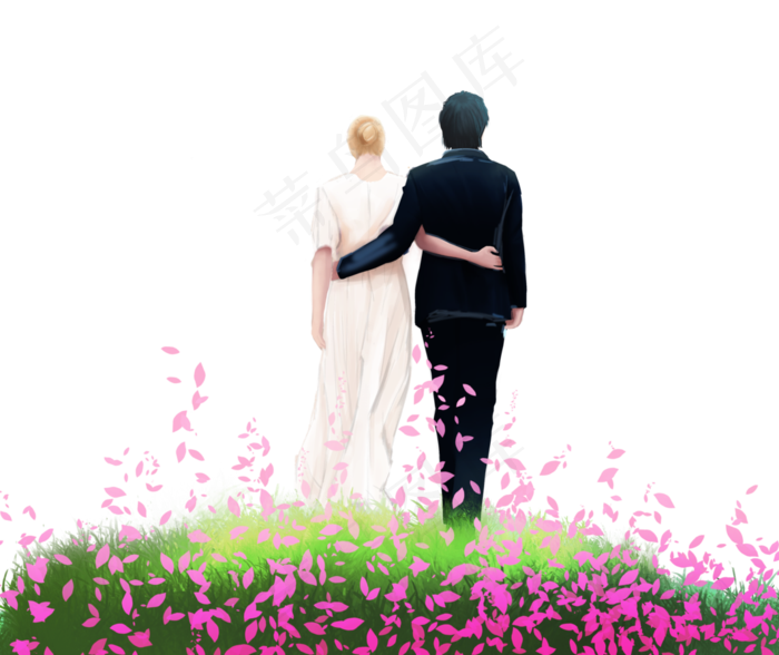 七夕情人节情侣背影