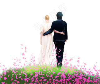 七夕情人节情侣背影