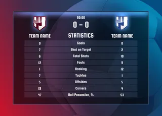 足球运动员统计板或足球记分板和全球统计数据模板