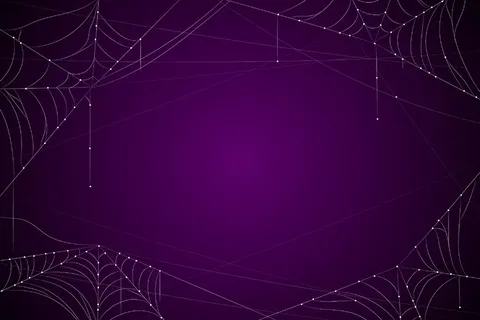 深紫色万圣节背景与蛛网