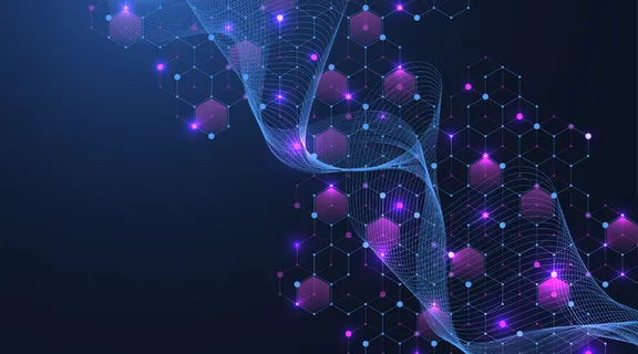 分子抽象结构和基因工程、医疗保健和医学背景。科学研究背景。浪潮涌动，创新格局。矢量图。