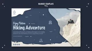 徒步概念横幅banner模板设计