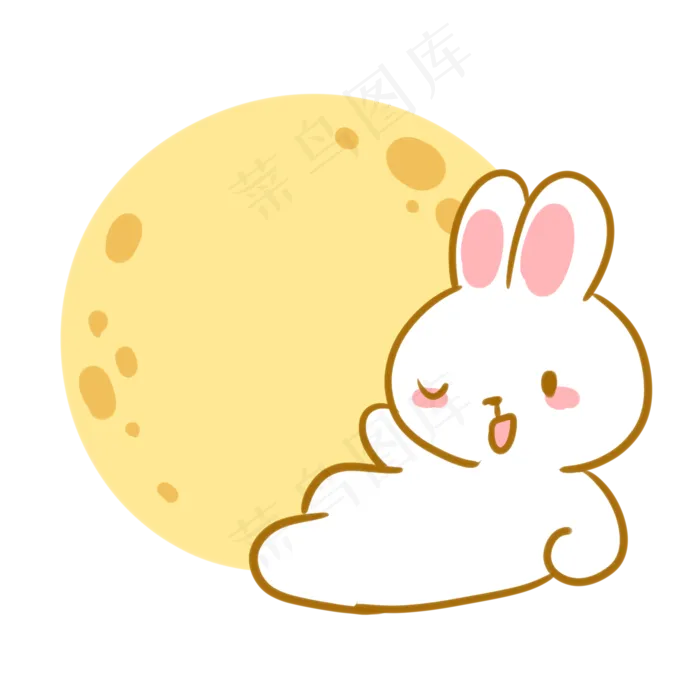 躺着赏月的玉兔(2100X2100(DPI:300))psd模版下载