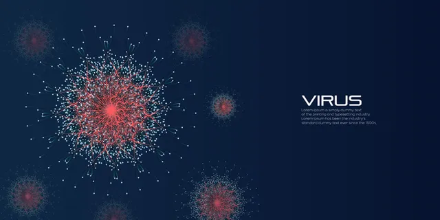 微生物学概念病毒横幅banner矢量图解 微生物学概念病毒横幅banner矢量图解