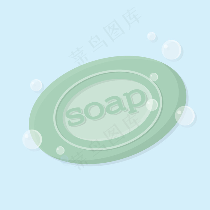 一块固体肥皂的插图，上面有气泡绿色固体肥皂，上面有铭文