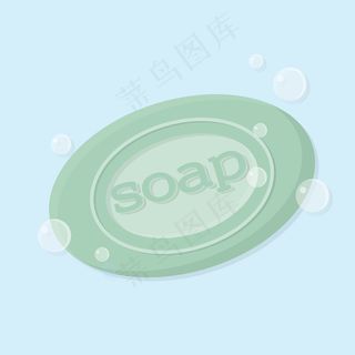一块固体肥皂的插图，上面有气泡绿色固体肥皂，上面有铭文