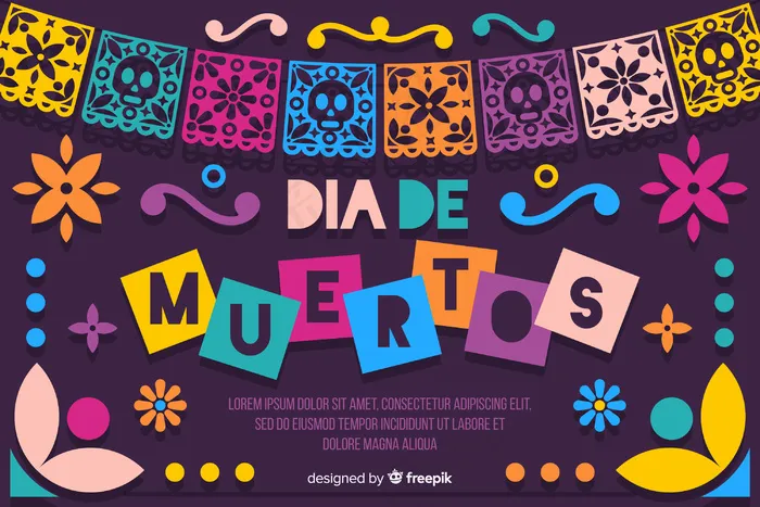 Día de muertos概念与平面设计背景eps,ai矢量模版下载