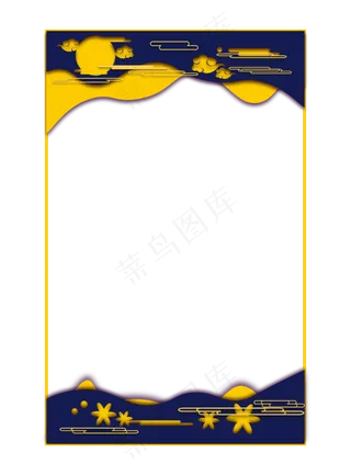 中秋节八月十五明月方形边框纹理