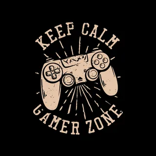 T恤设计keep calm gamer zone带有棍棒游戏机复古插图