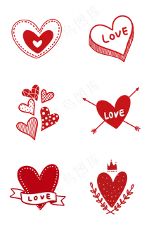 爱心装饰组图PNG免抠素材