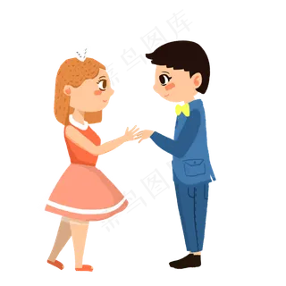 卡通拉着手表白的情侣
