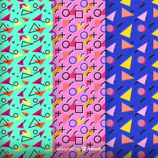 彩色孟菲斯图案套装 彩色孟菲斯图案套装