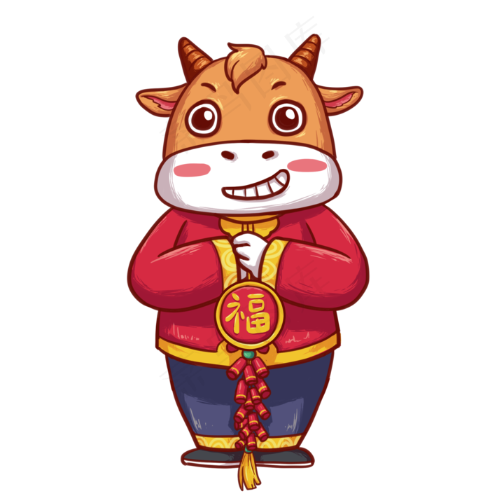 2021辛丑牛年作揖贺新年(2100X2155(DPI:299))psd模版下载