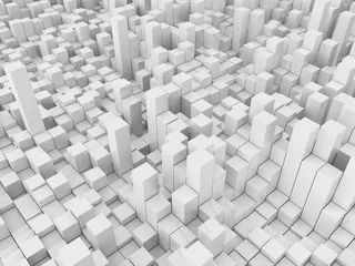 三维抽象背景与白色挤压立方体