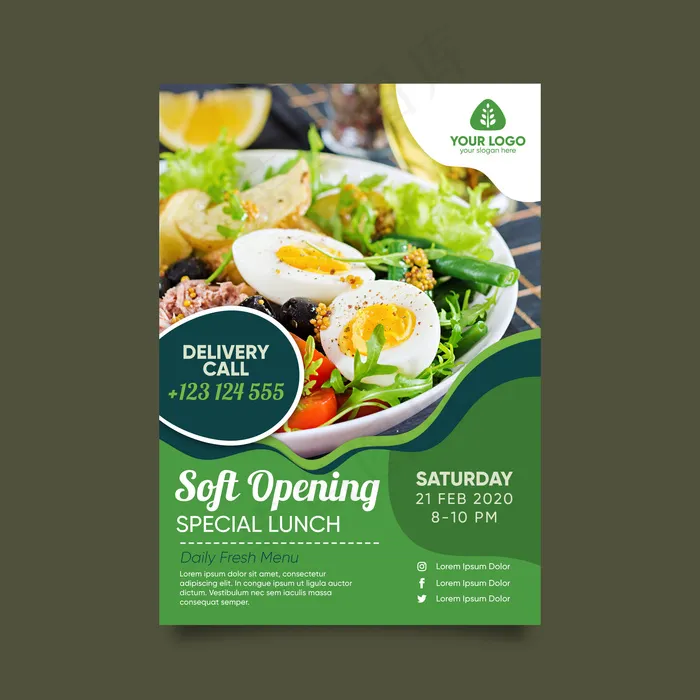 健康食品餐厅海报模板eps,ai矢量模版下载