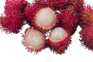 一大堆美味的红荔枝