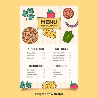 比萨和蔬菜食品模板