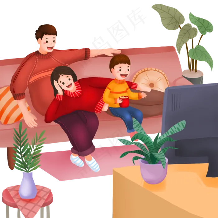 一家人新年看春晚(2500X2500(DPI:300))psd模版下载