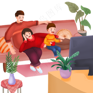 一家人新年看春晚