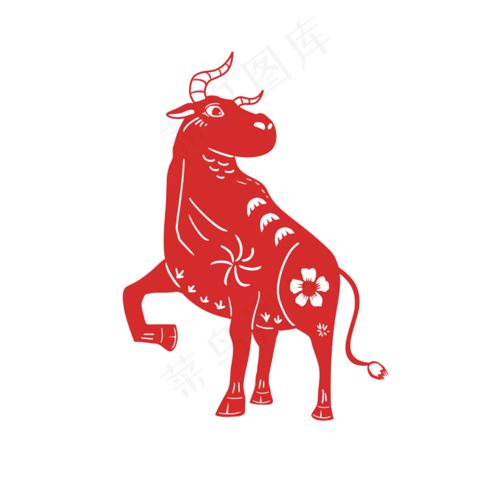 牛年剪纸形象(3000X3000(DPI:299))psd模版下载