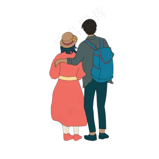 矢量情侣人物背影设计