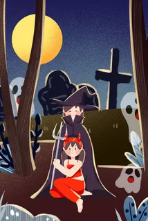 万圣节万圣夜幽灵女巫